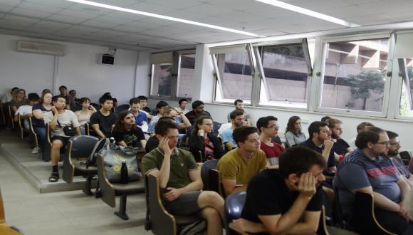 Students of the School of Physics and Astronomy during a special meeting with Nobel Prize Laureate in Physics Professor Emeritus François Englert