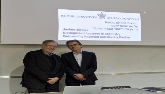 Prof. Joshua Jortner and Prof. Ben Feringa at the lecture
